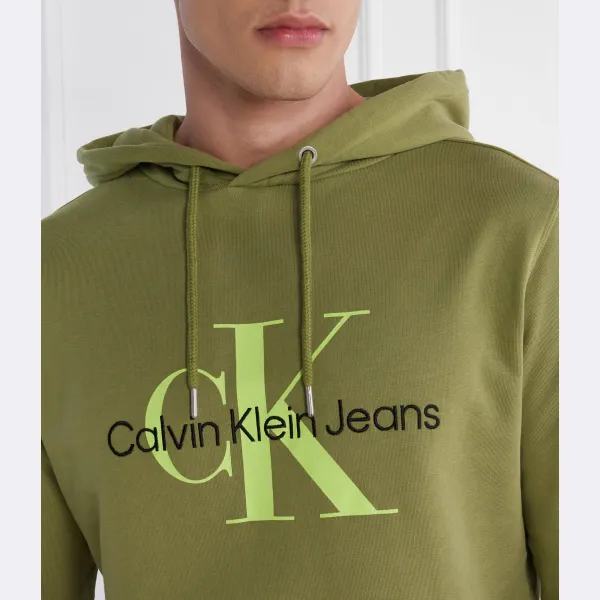 Толстовка с сезонным монологом классического кроя Calvin Klein, зеленый — фото 4