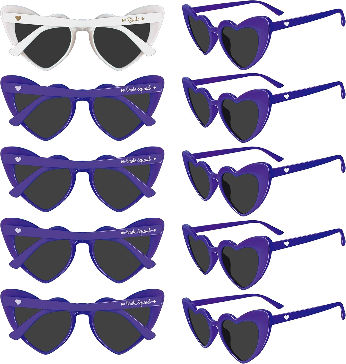 

PartyGifts&beyond Солнцезащитные очки для девичника в форме сердца, набор из 10 штук, солнцезащитные очки для команды невесты в качестве подарков на девичник PartyGifts&beyond, Purple