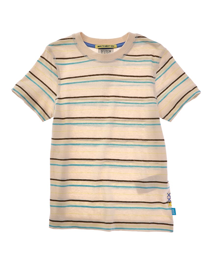 

Футболка Scotch & Soda свободного кроя из окрашенной пряжи в полоску, из льняной смеси, бежевый