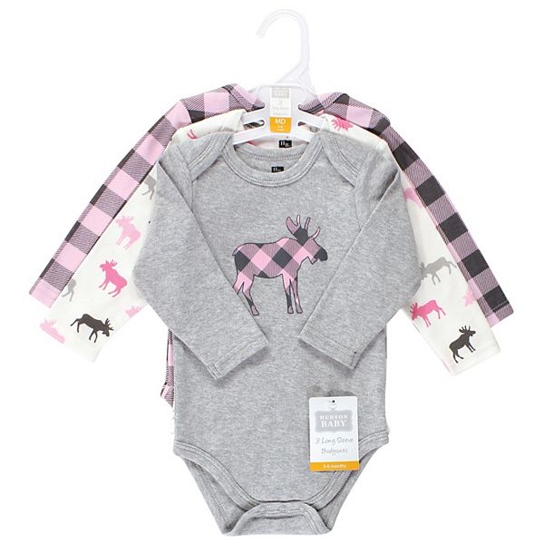 Боди для девочки из хлопка с длинным рукавом, pink moose Hudson Baby — фото 2