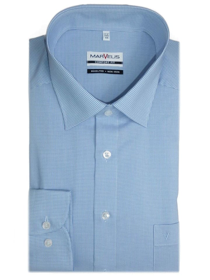 

MARVELIS Деловая рубашка с длинными рукавами для мужчин, синяя