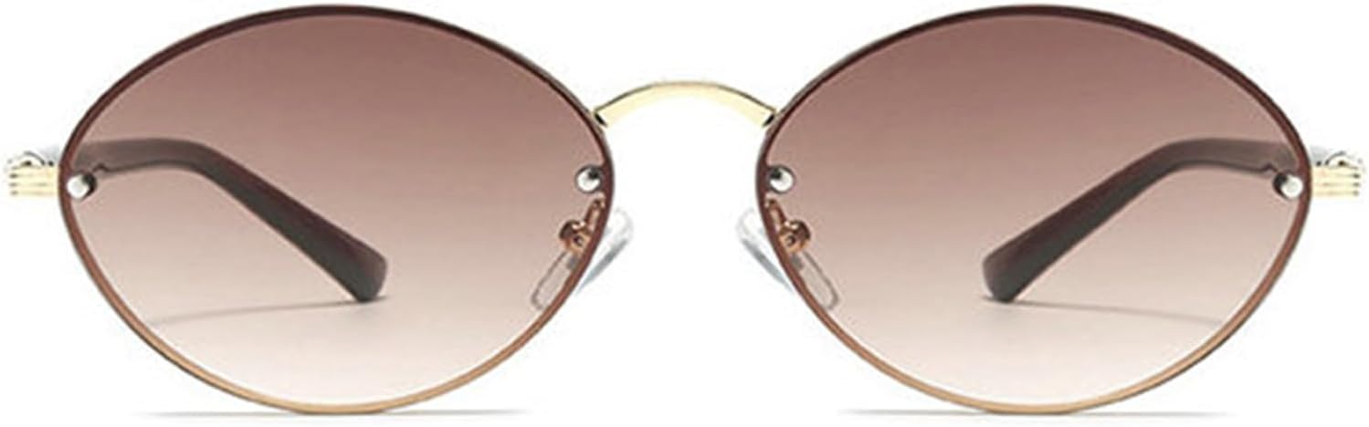 

Женские солнцезащитные очки без оправы круглой формы в стиле 90-х, роскошные маленькие овальные солнцезащитные очки для женщин, ретро-очки с защитой от УФ-излучения UV400 helena, C4