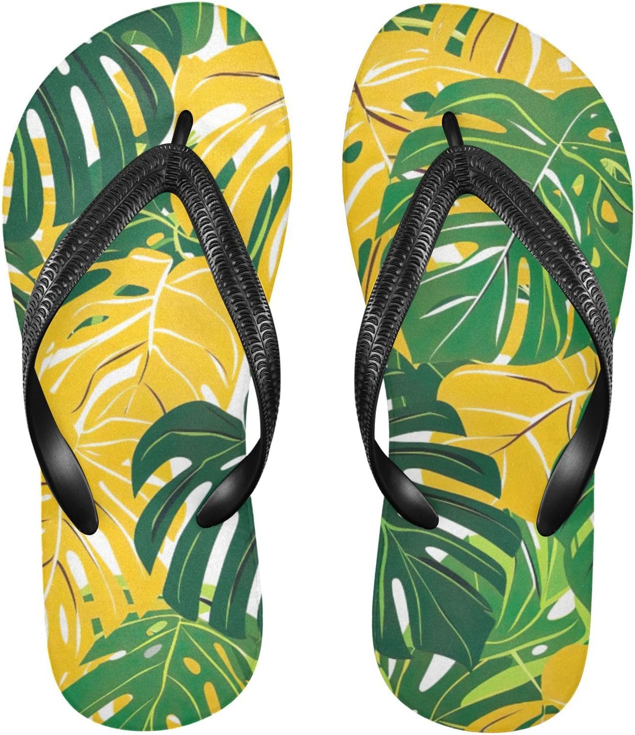 

Пляжные летние сандалии Green Palm Leaf желтого цвета для женщин и мужчин, шлепанцы для душа Kfbe