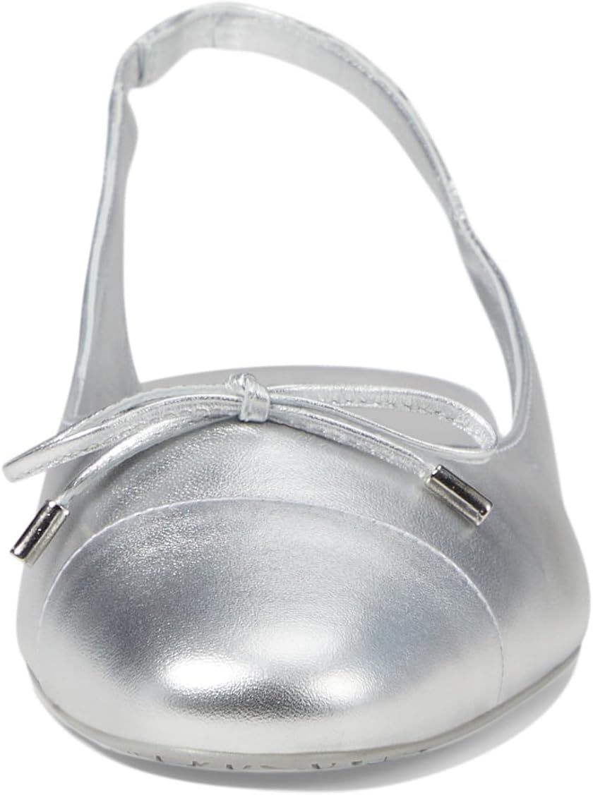 Балетки Stuart Weitzman Sleek Bow Slingback Flat, серебряный — фото 2