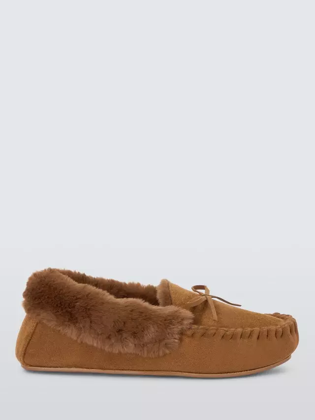 

Тапочки John Lewis Microsuede Faux Fur Moccasin, цвет toast