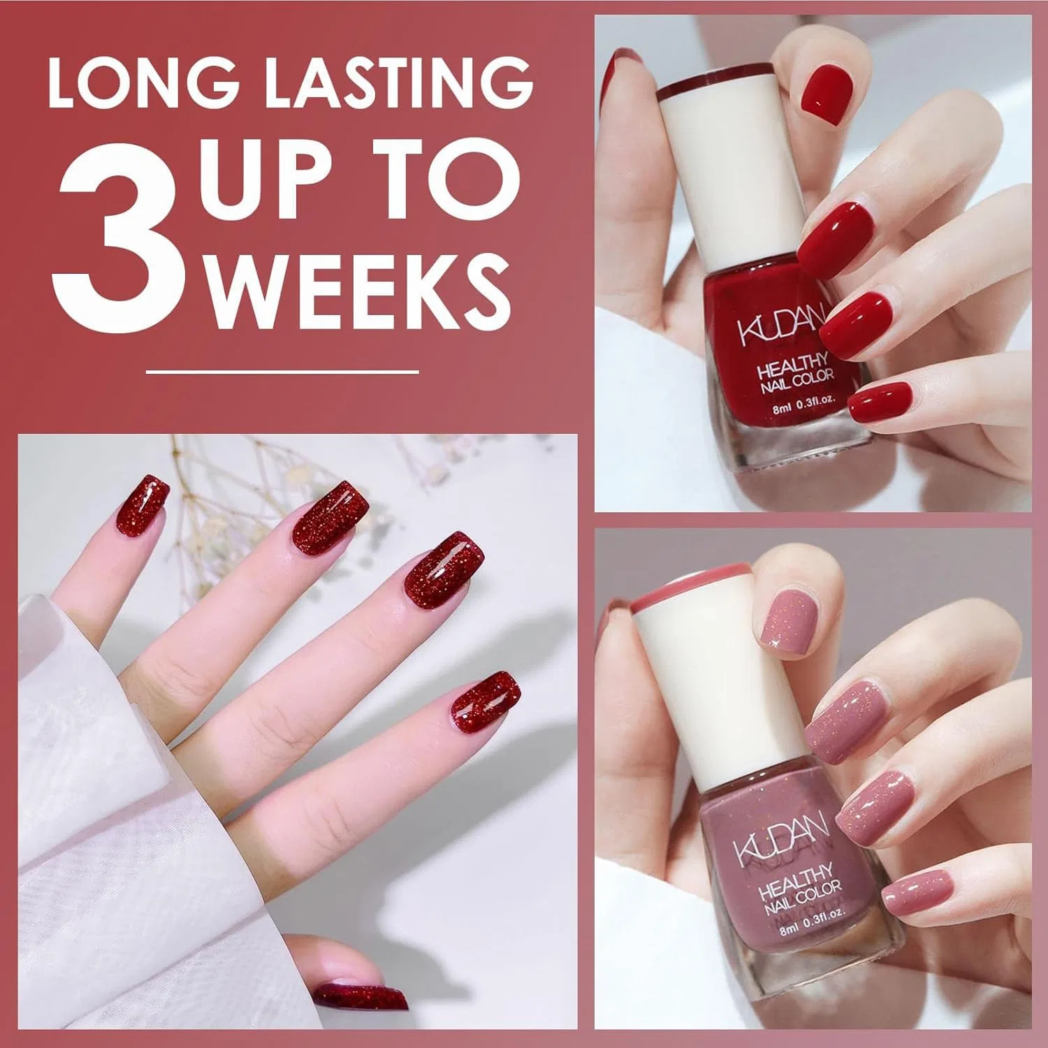 Набор из 6 красных лаков для ногтей с шиммером Songqee, Set Of 4 Red — фото 2