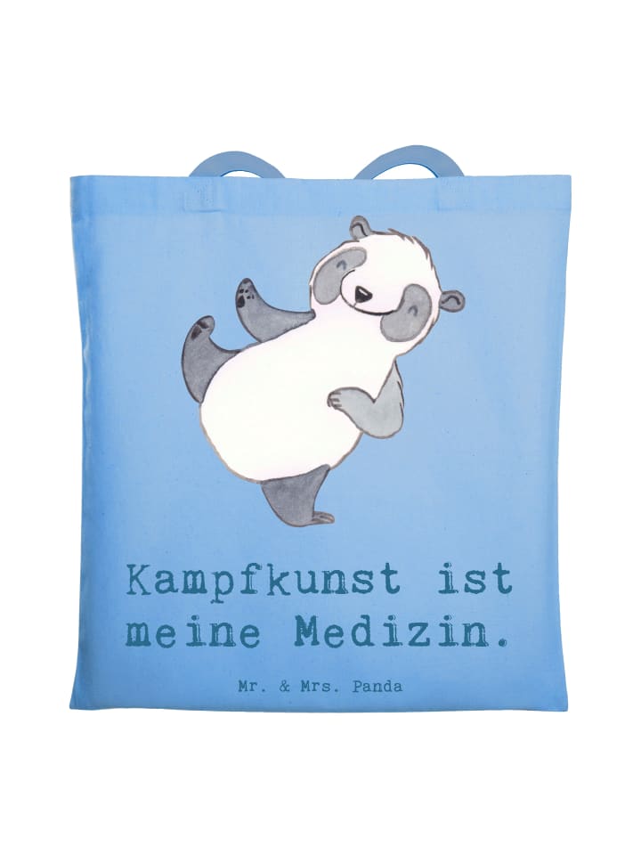 

Сумка Mr. & Mrs. Panda Tragetasche Panda Kampfkunst mit Spruch, небесно-синий