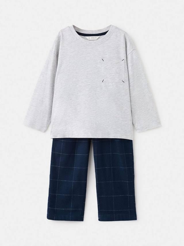 

Детский пижамный комплект из хлопковой смеси с длинными рукавами Mango, Navy