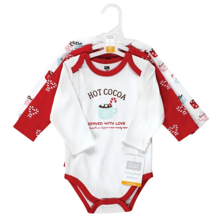 Hudson Baby Хлопковые боди с длинными рукавами, комплект из 3 штук, с принтом цвета корицы — фото 2