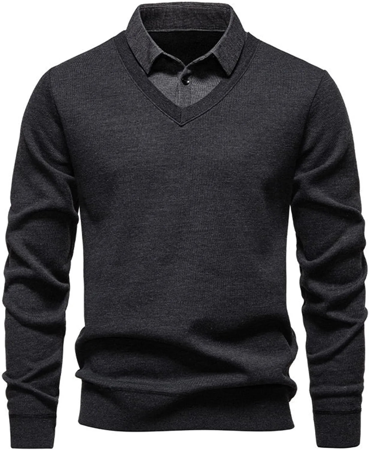 

Xiaojake мужской вязаный пуловер с V-образным вырезом, легкий, из смесовой шерсти Xiaojmake