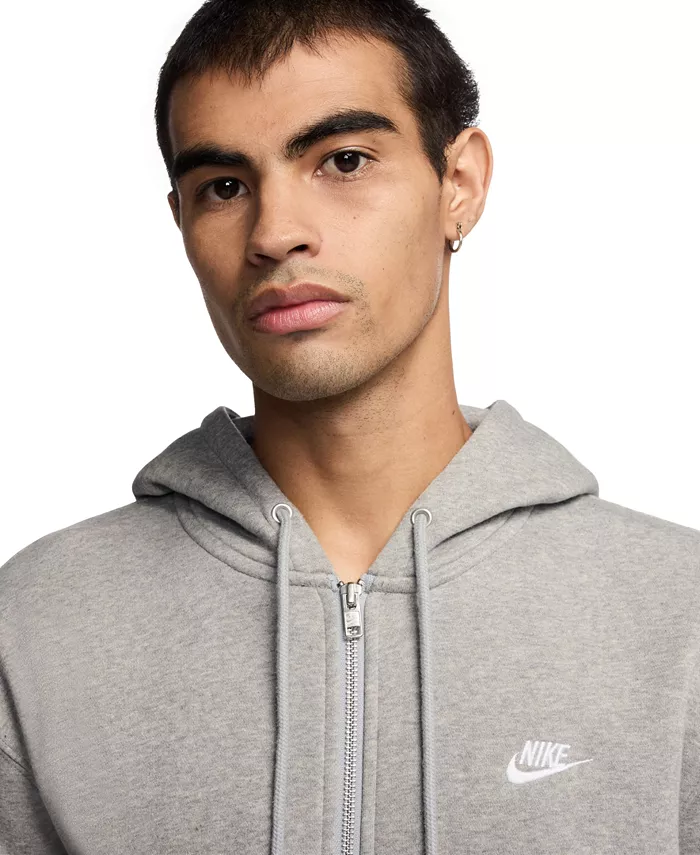 Мужская флисовая толстовка с капюшоном на молнии Nike, серый — фото 3