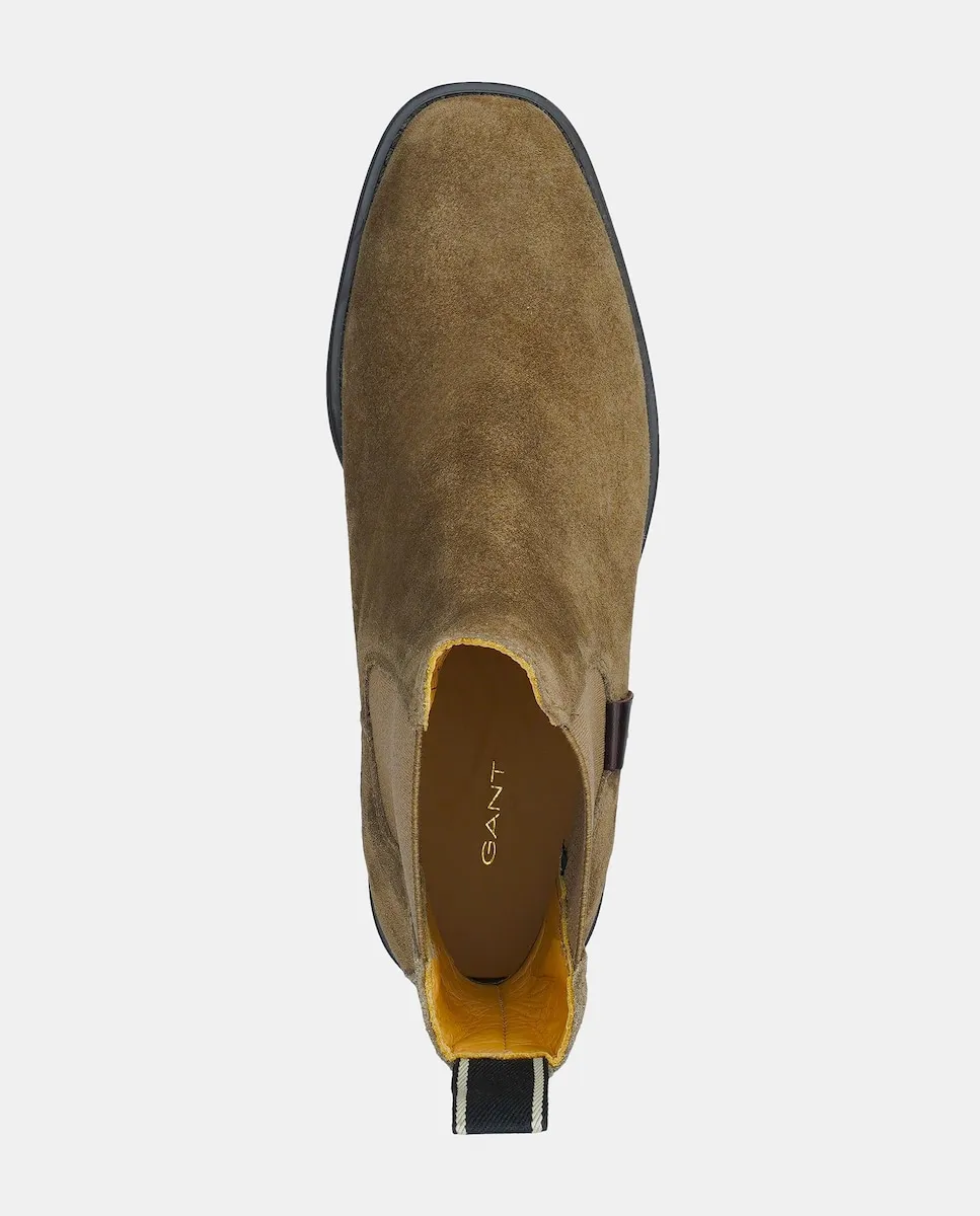 Женские кожаные ботильоны с боковыми резинками Gant, коричневый — фото 2
