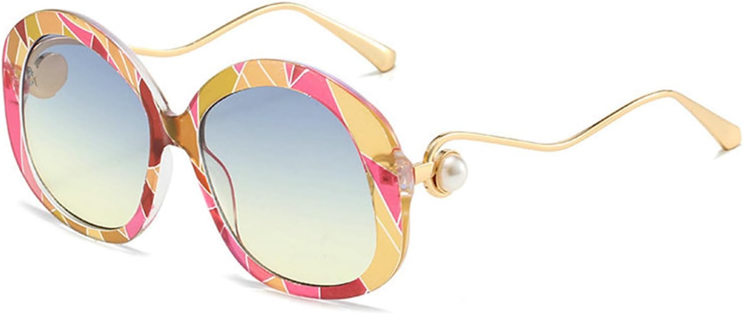 

Солнцезащитные очки Willochra Fashion с жемчугом для женщин, роскошные винтажные круглые солнцезащитные очки большого размера для вечеринок и фестивалей, блестящие солнцезащитные очки, C2