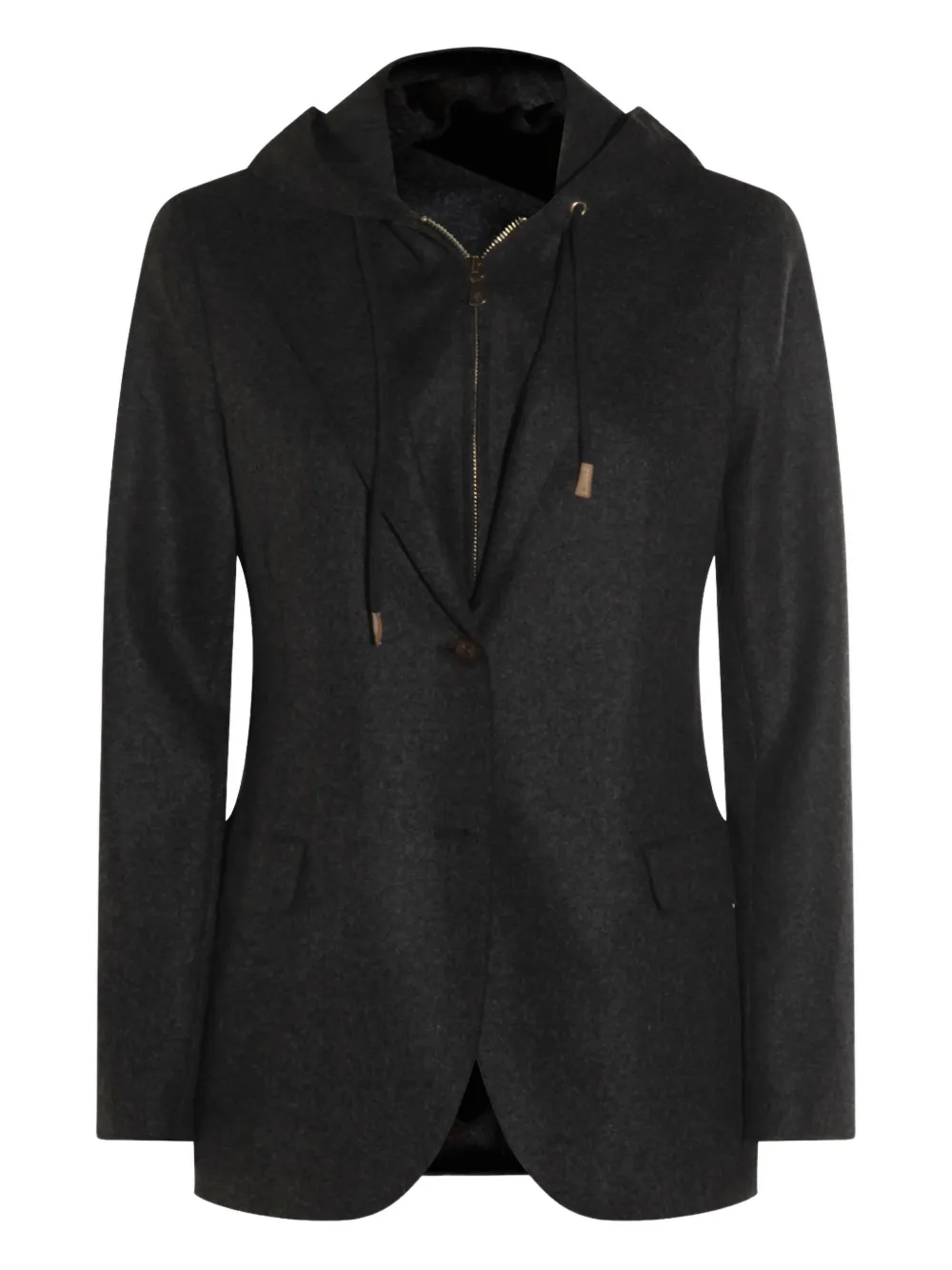 

Жакет с капюшоном и одной пуговицей Eleventy, серый