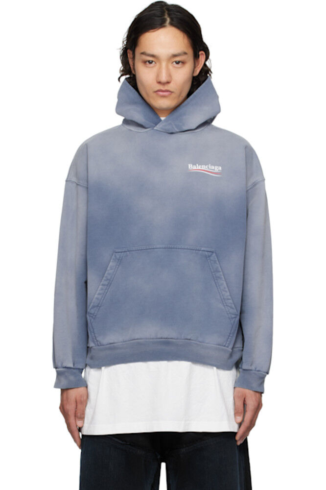 

Синяя толстовка с капюшоном для политической кампании Balenciaga