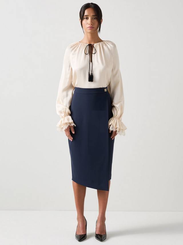 

Прямая юбка-карандаш Petite Audrey асимметричного кроя L.K.Bennett, Navy