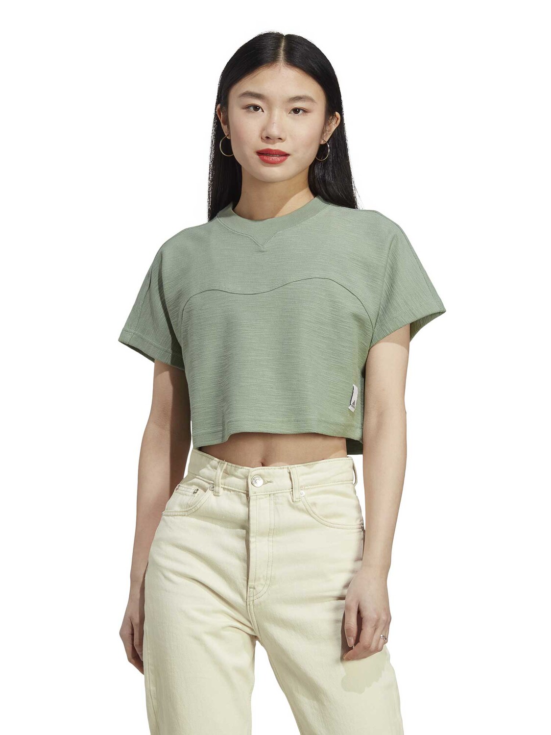 

Футболка Adidas Sportswear Lounge Terry Loop Crop Top, зеленый
