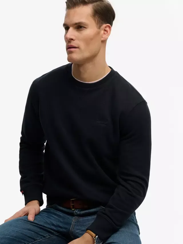 Хлопковая толстовка с круглым вырезом и логотипом, темно-синяя (Eclipse Navy) Superdry — фото 4