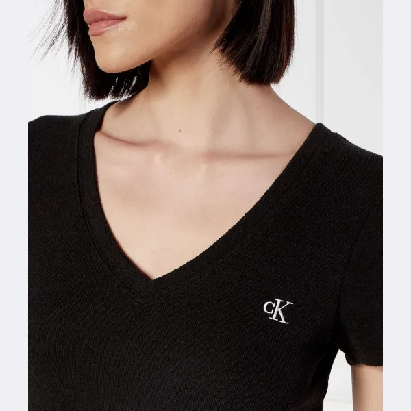 Футболка узкого кроя Slub Calvin Klein, черный — фото 4