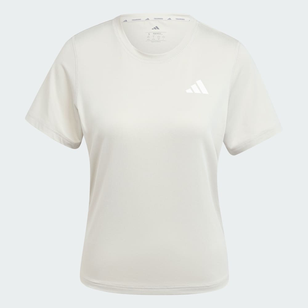 Спортивная футболка Adidas Train Essentials 3-Stripes Workout Tee, цвет Beige/White — фото 4