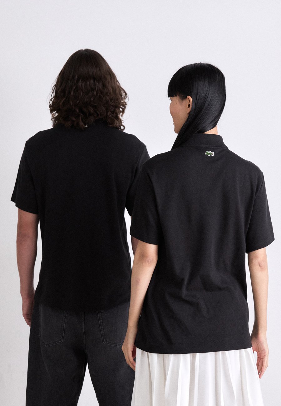 Поло Lacoste Unisex, Black, однотонное, черное — фото 3
