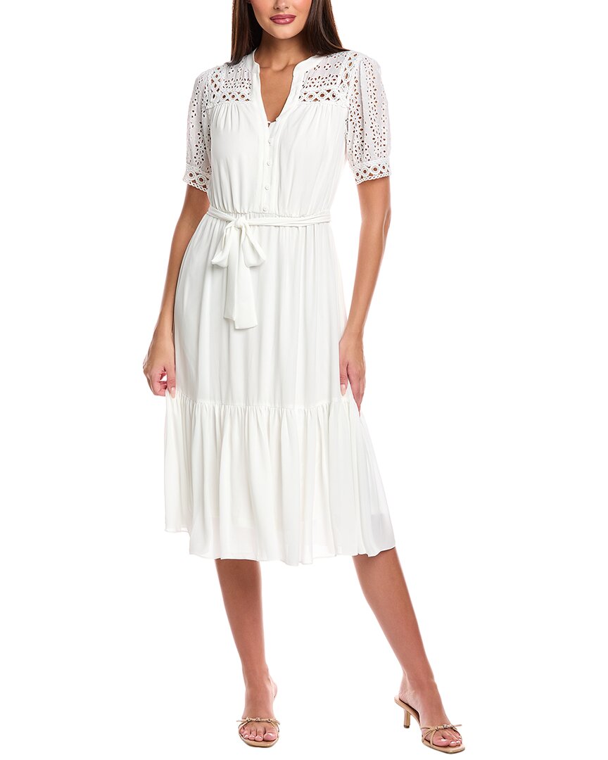 

Платье миди с ажурными вставками Tahari T Tahari, белый