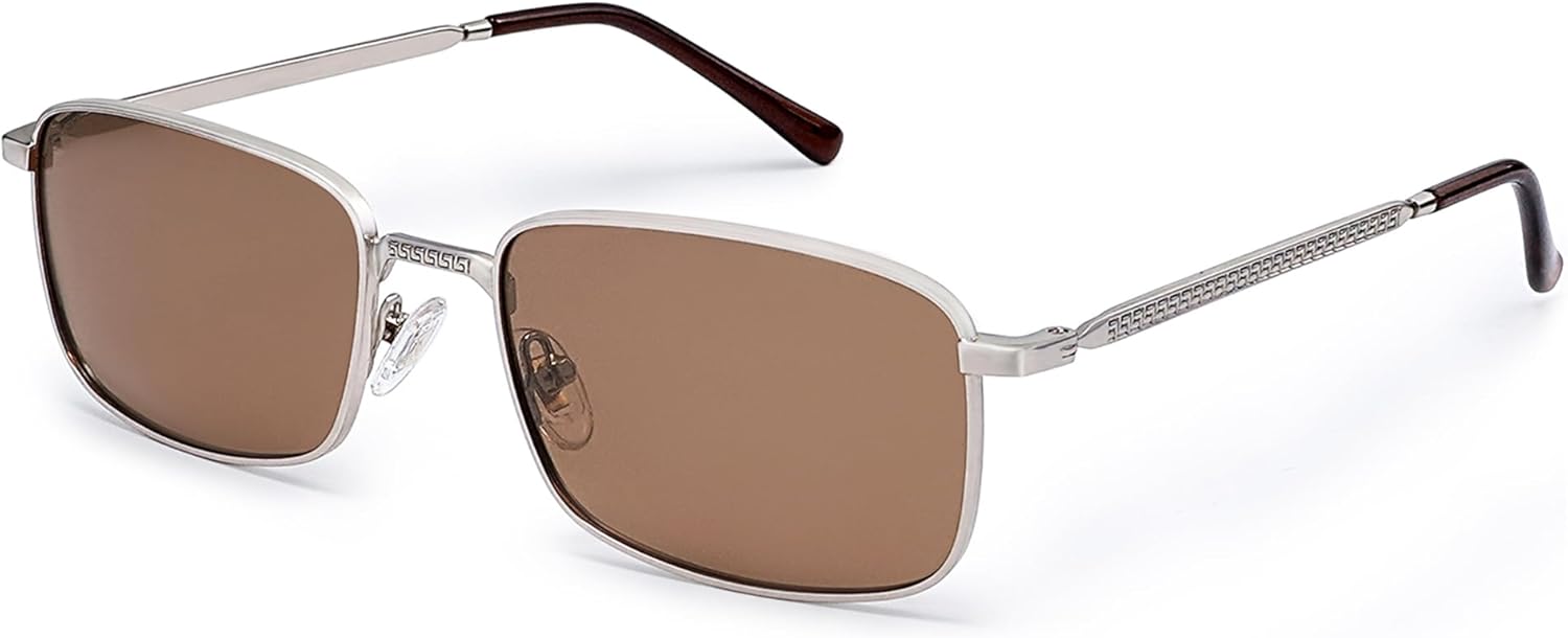 

Солнцезащитные очки SOJOS в стиле ретро-винтаж, прямоугольные, поляризованные, классические, с защитой от УФ-излучения UV400, металлические, модель SJ1215, Silver/Brown