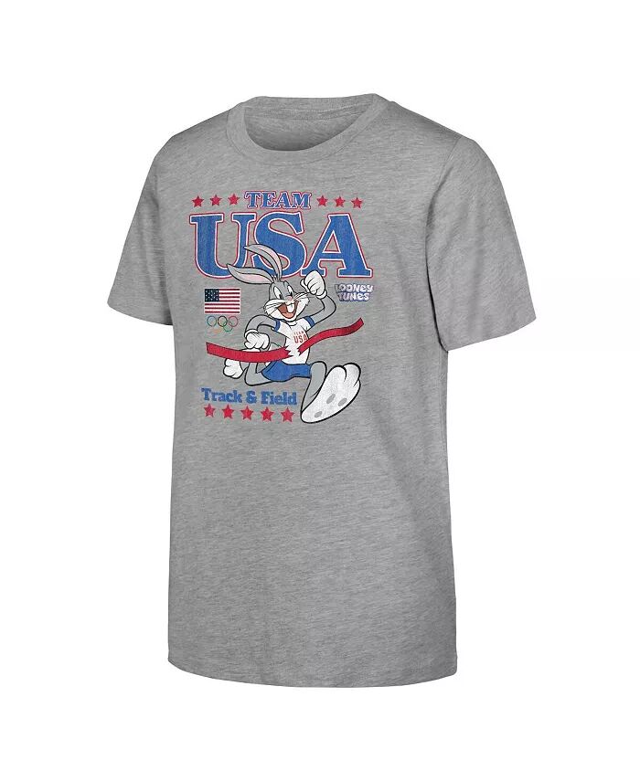 Футболка Big Boys and Girls Bugs Bunny Heather Gray Team USA Looney Tunes at The Finish Line Outerstuff — фото 2