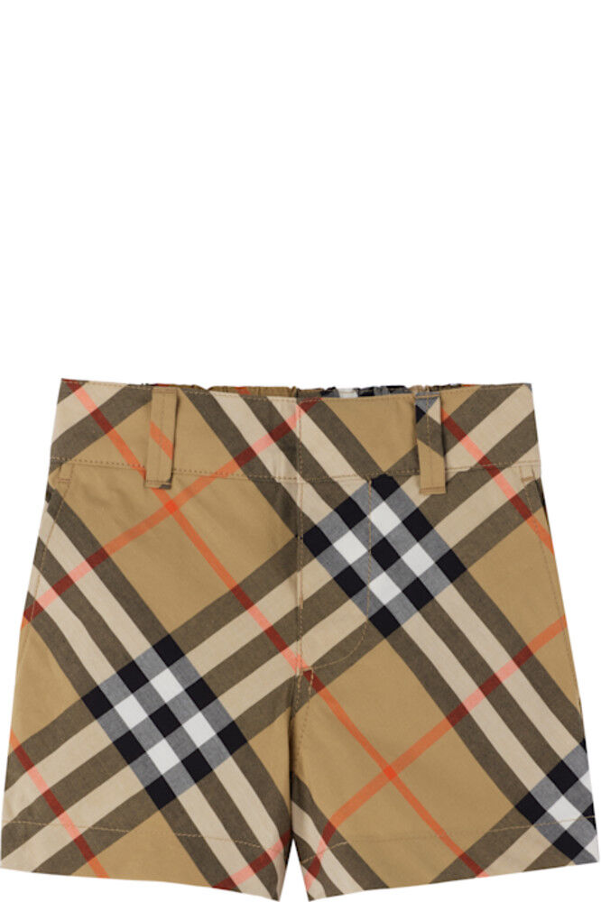 

Детские бежевые хлопковые шорты в клетку Burberry
