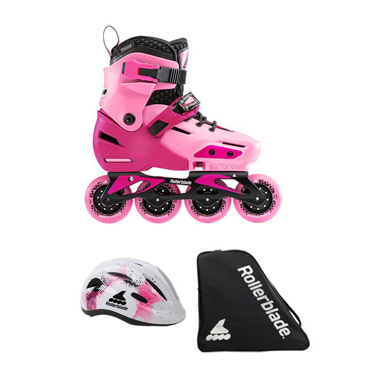 

RollerBlade Детские роликовые коньки для девочек, регулируемые, для начинающих, розово-черные, размер S (29-32 см)