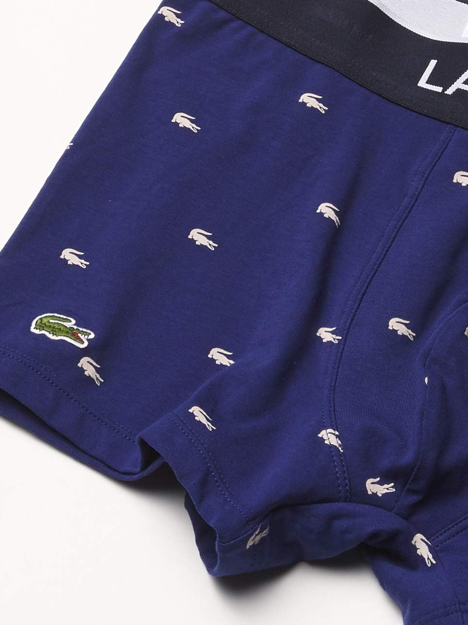 Трусы Lacoste, мужские, набор из трех комплектов, хлопок с эластаном и принтом крокодила, глубокий океан/голубой/красный — фото 3