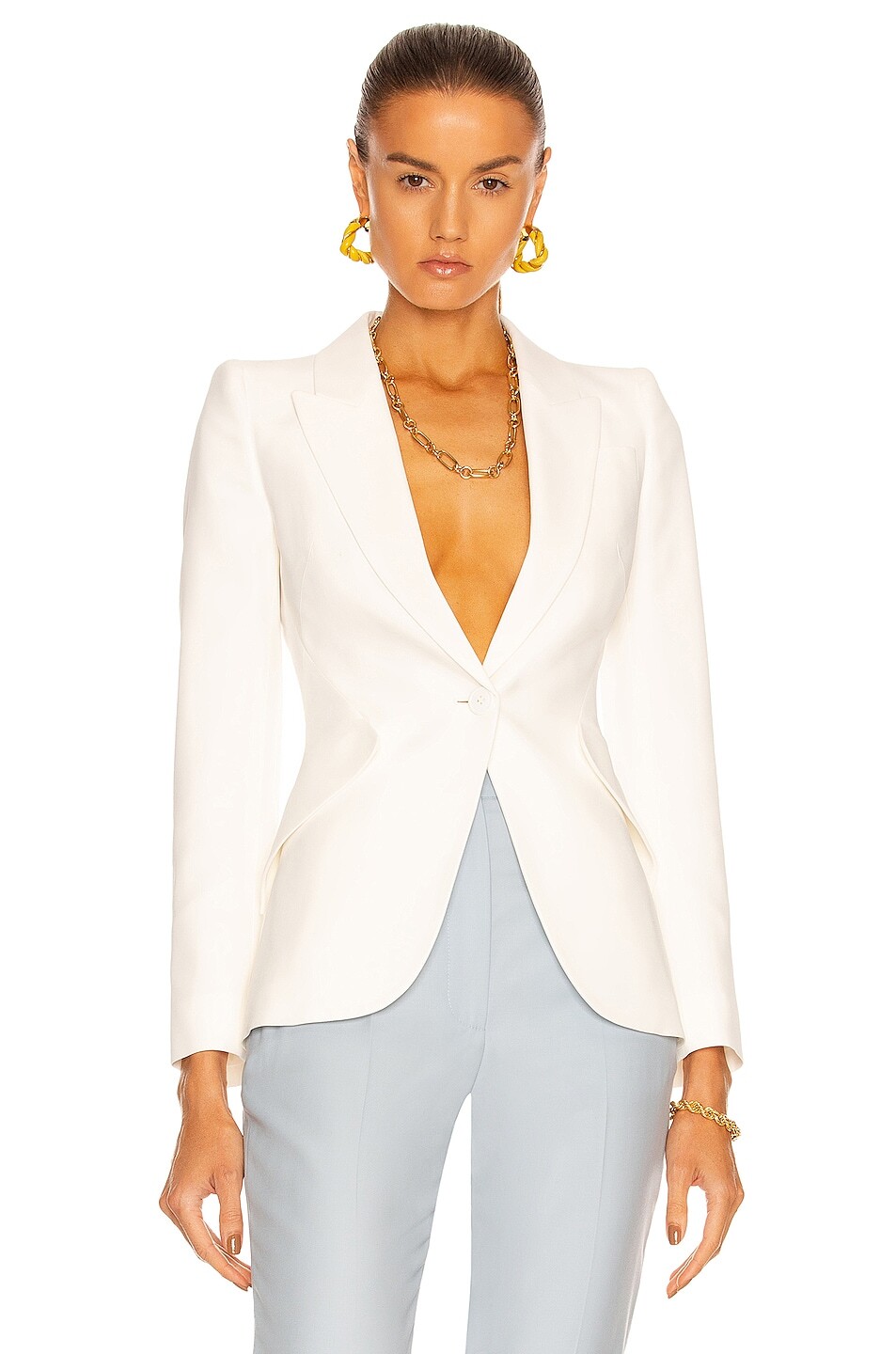 

Блейзер Alexander Mcqueen One Button Classic, слоновая кость