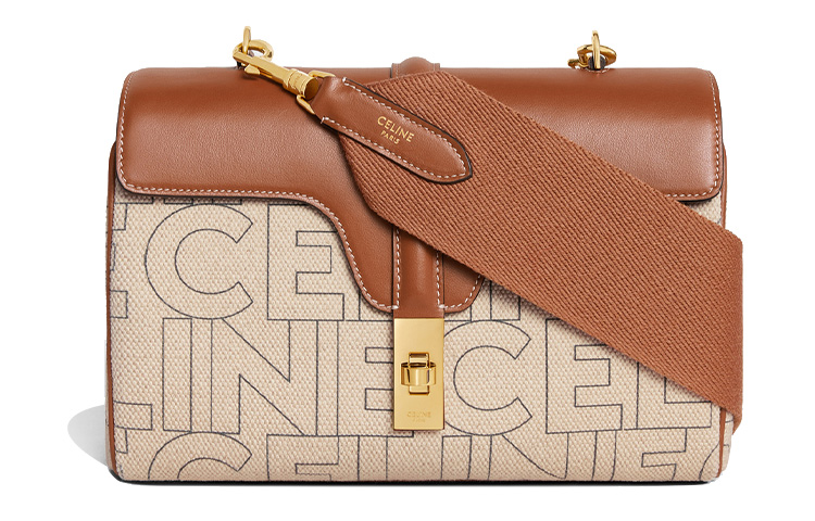 

Сумка через плечо из ткани с кожаными вставками на плече Natural/Tan CELINE