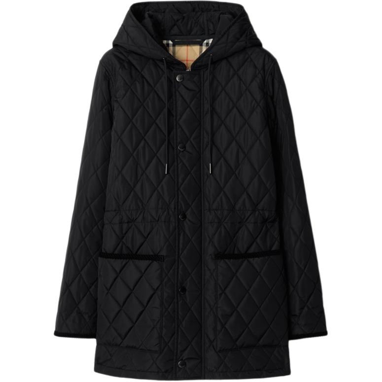 

Burberry Клетчатое стеганое пальто, Black