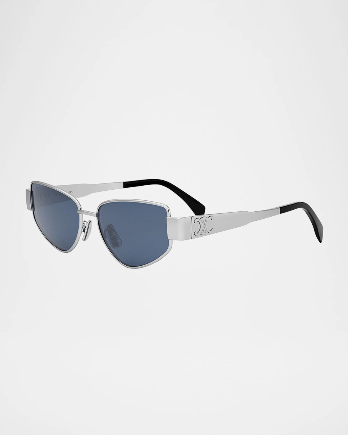 

Металлические солнцезащитные очки «кошачий глаз» Triomphe Celine, цвет Shiny Palladium Blue