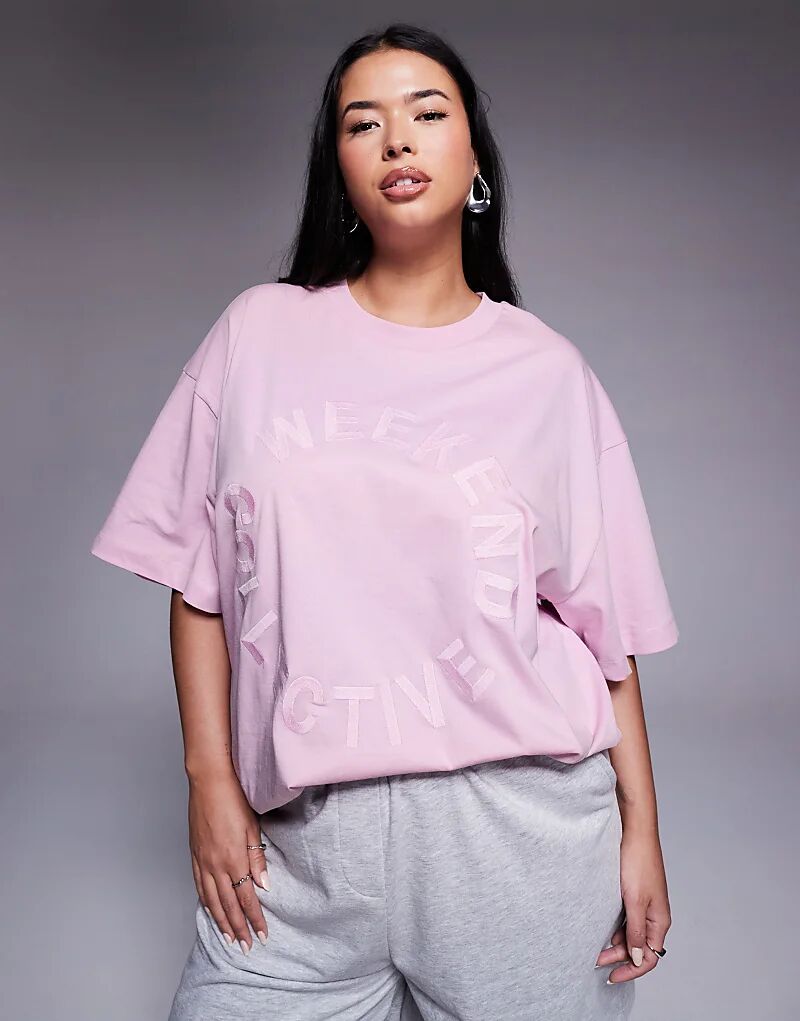 

Футболка Weekend Collective Curve с круговой графикой розового цвета Asos Weekend Collective