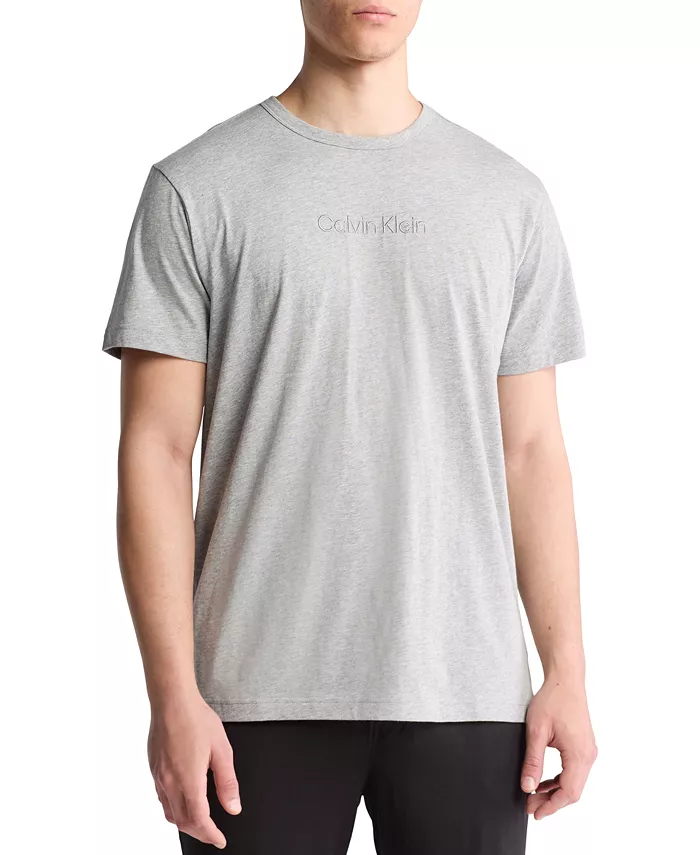 

Мужская современная хлопковая футболка с круглым вырезом Calvin Klein, серый