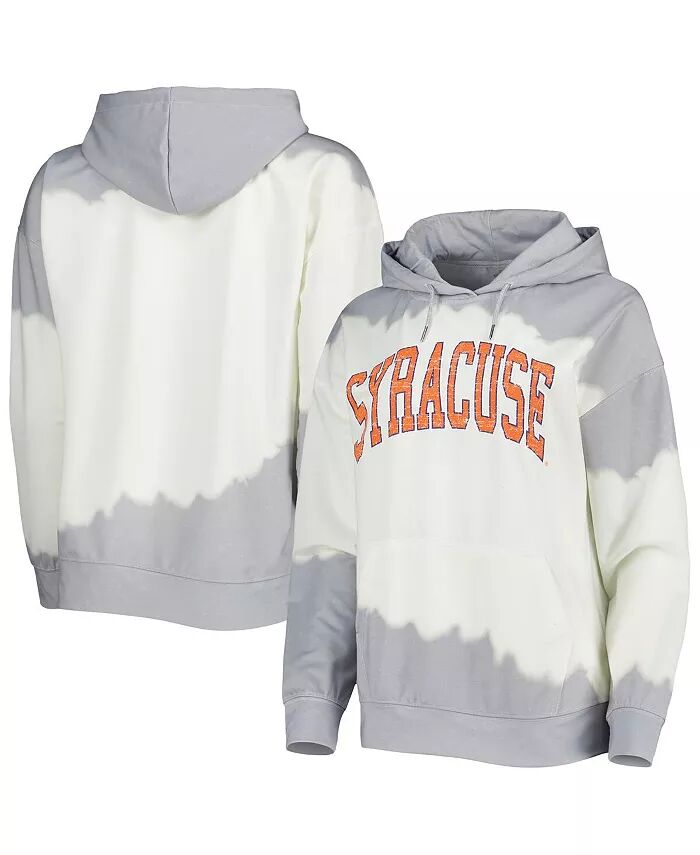

Женская белая, серая состаренная толстовка с капюшоном Syracuse Orange Distressed For the Fun Double Dip-Dyed Gameday Couture
