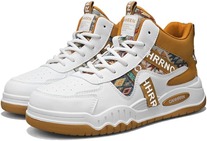 

Высокие кеды, белые с ярким узором, шнуровка, спортивная обувь Generic