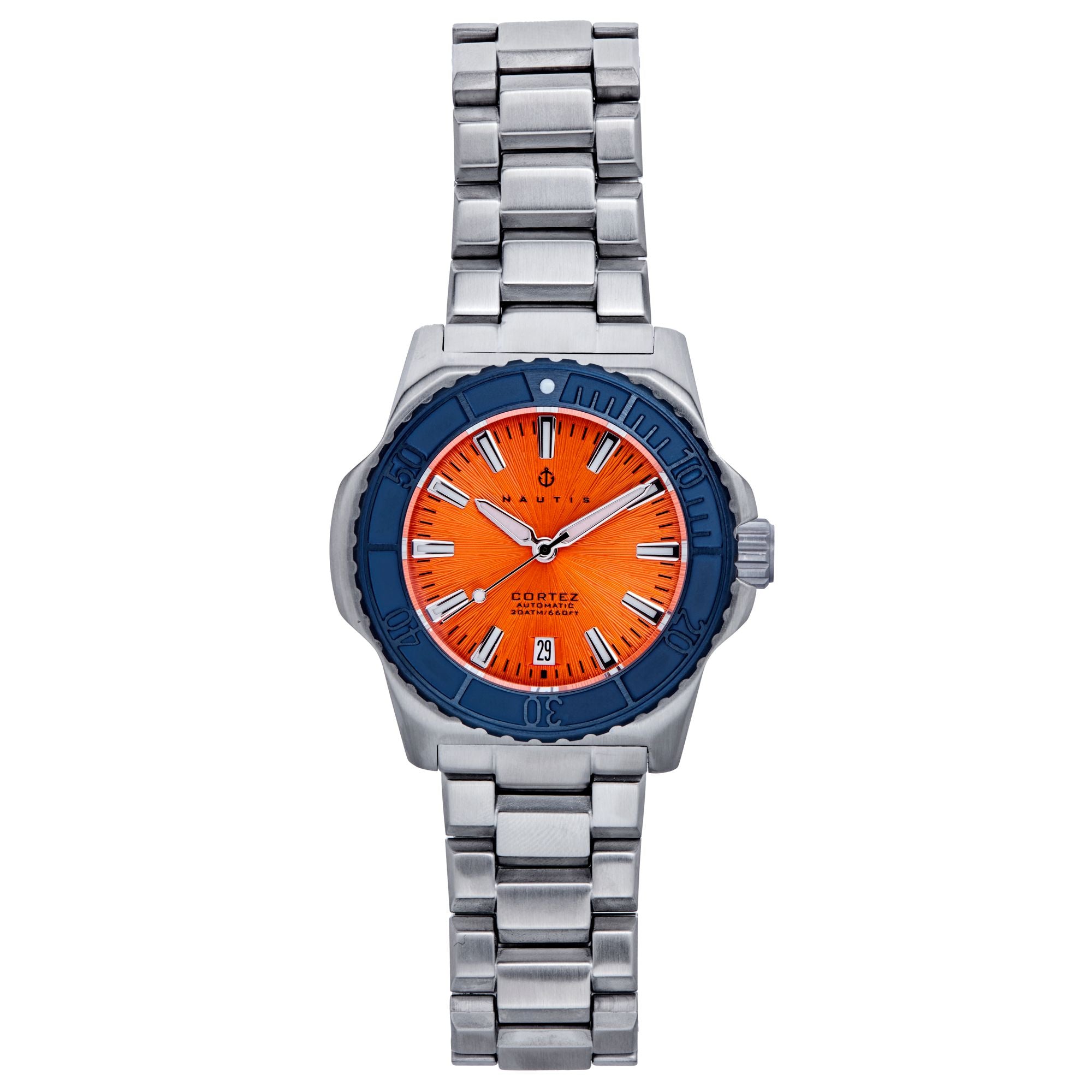 

Часы Cortez Automatic Bracelet Watch с датой - оранжевый/темно-синий Nautis