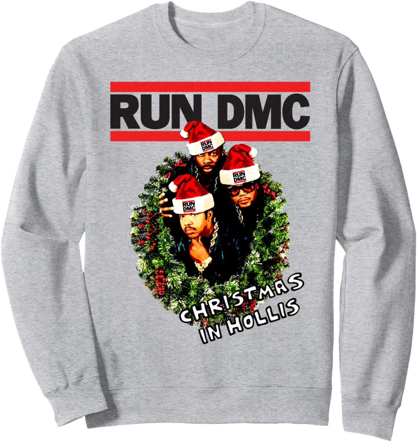 

Официальная толстовка Run DMC с групповым фото к Рождеству в Холлисе, серый