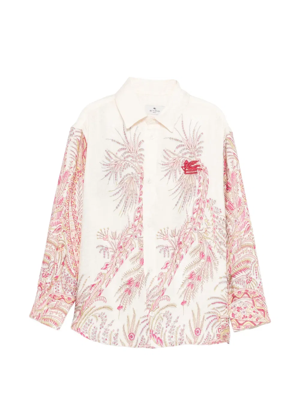 Рубашка с цветочным узором пейсли Etro Kids, нейтральный