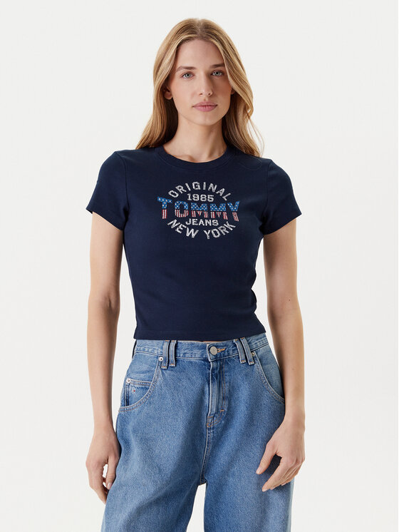 

Облегающая футболка DW0DW21421 Tommy Jeans, синий