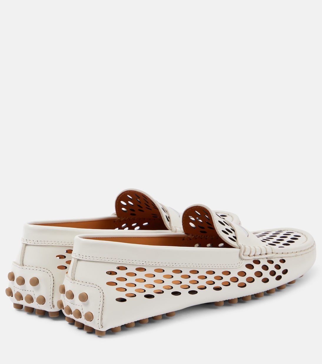 Кожаные туфли для вождения Gommino с вырезом Tod's, Bianco Calce — фото 2