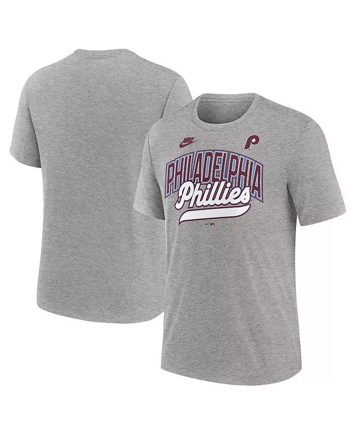 

Мужская футболка Philadelphia Phillies Cooperstown Collection Retro Tri-Blend цвета хизер-серый Nike