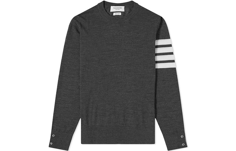 

Футболка-поло с четырьмя полосами Crewneck THOM BROWNE, серый