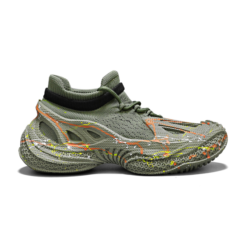 Мужские кроссовки Mesh Sports Running, износостойкие, нескользящие и дышащие, мид-топ OUBT, черный — фото 4