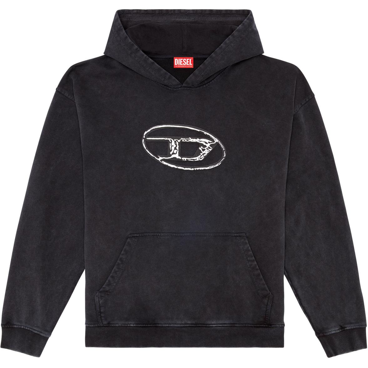 

Толстовка S Boxt Hood Q7 с многослойным логотипом DIESEL, черный