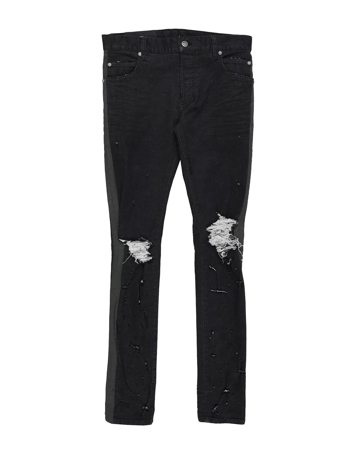 Джинсы с потертостями Balmain черные