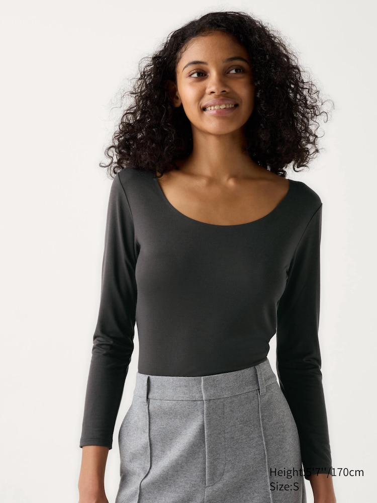 

Футболка Heattech с круглым вырезом Uniqlo, цвет 08 серый